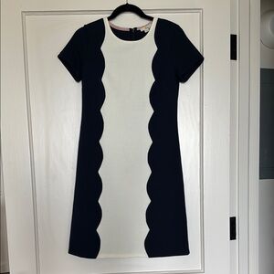 Boden  Navy and White Scallop Dress, size 6